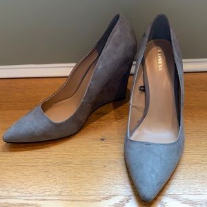 NWOT Express Grey Wedge Heels